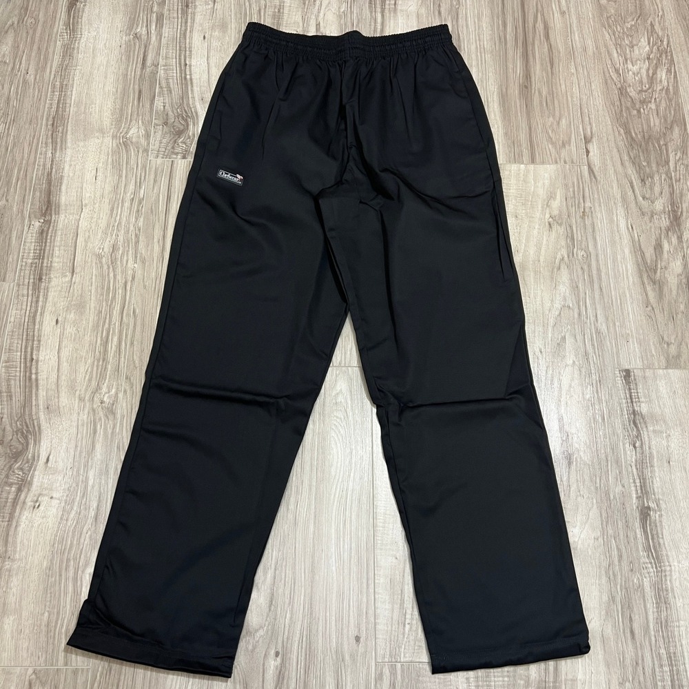 Chefwear Black Elastic Waist Chef Pants Mens Size L Work Uniform Straight Leg